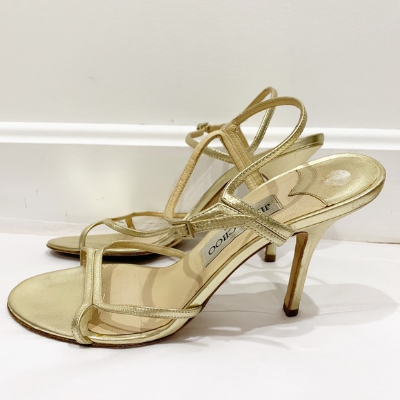 Jimmy Choo Shoes - Jimmy Choo Gold Leather strappy  Sandals Sz 39.5